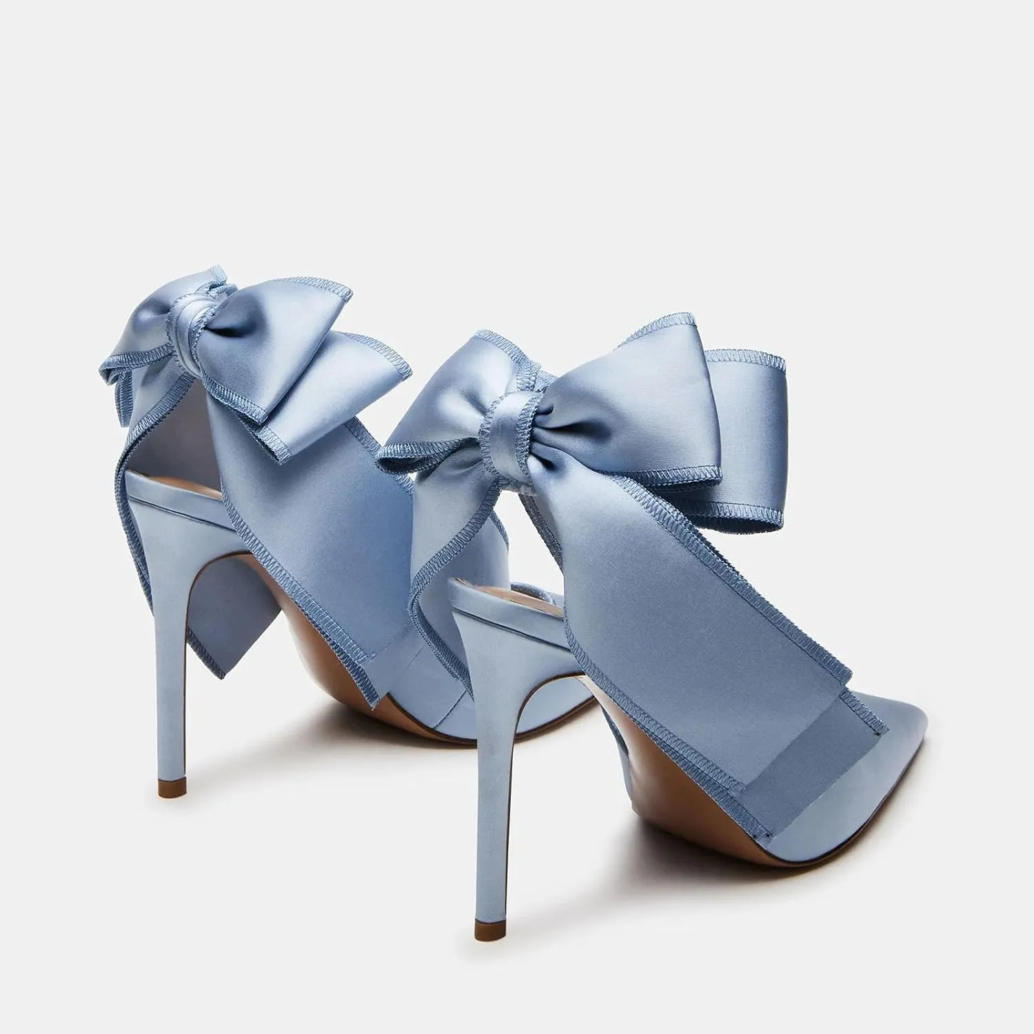 Wedding Shoes for Bridal Satin Back Bow Heels Closed Pointed Toe Stiletto High Heel Pumps Slip On Dress Shoes