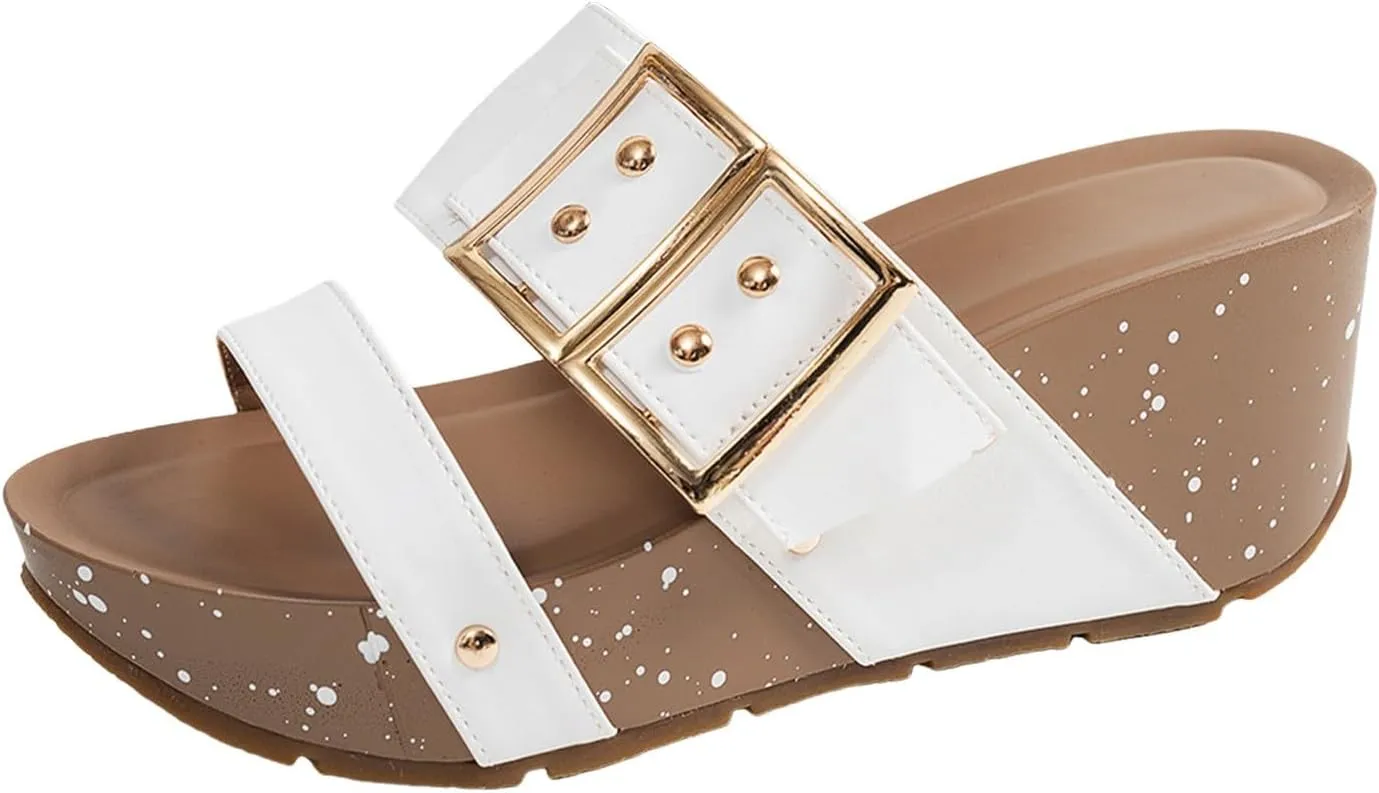 Wedge Platform Sandals for Women 2025 Open Toe Slingback Slip On Summer Casual Wedges Sandals Thick Sole Retro Comfortable Lightweight Dressy Beach Travel Walking Casual Boho Slippers