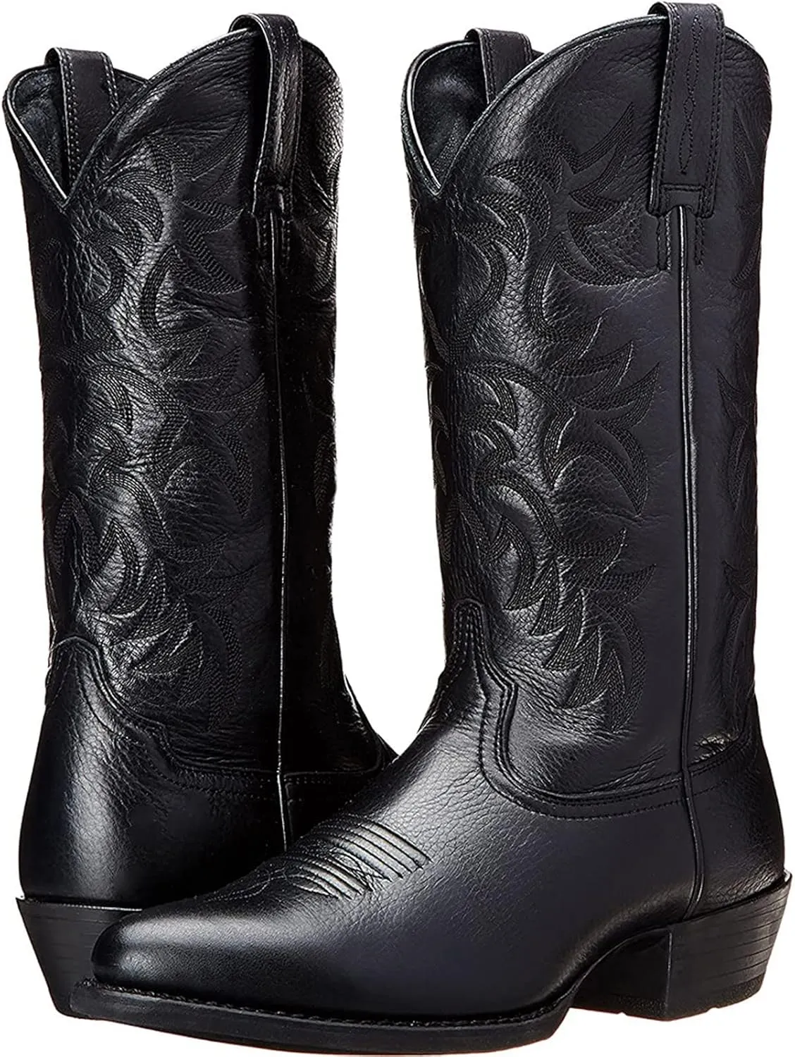 Western Boots Cowboy Boots Retro Embroidered Pointed Square Toe Chunky Block Heel Men Knight Boots Traditional Country Boots
