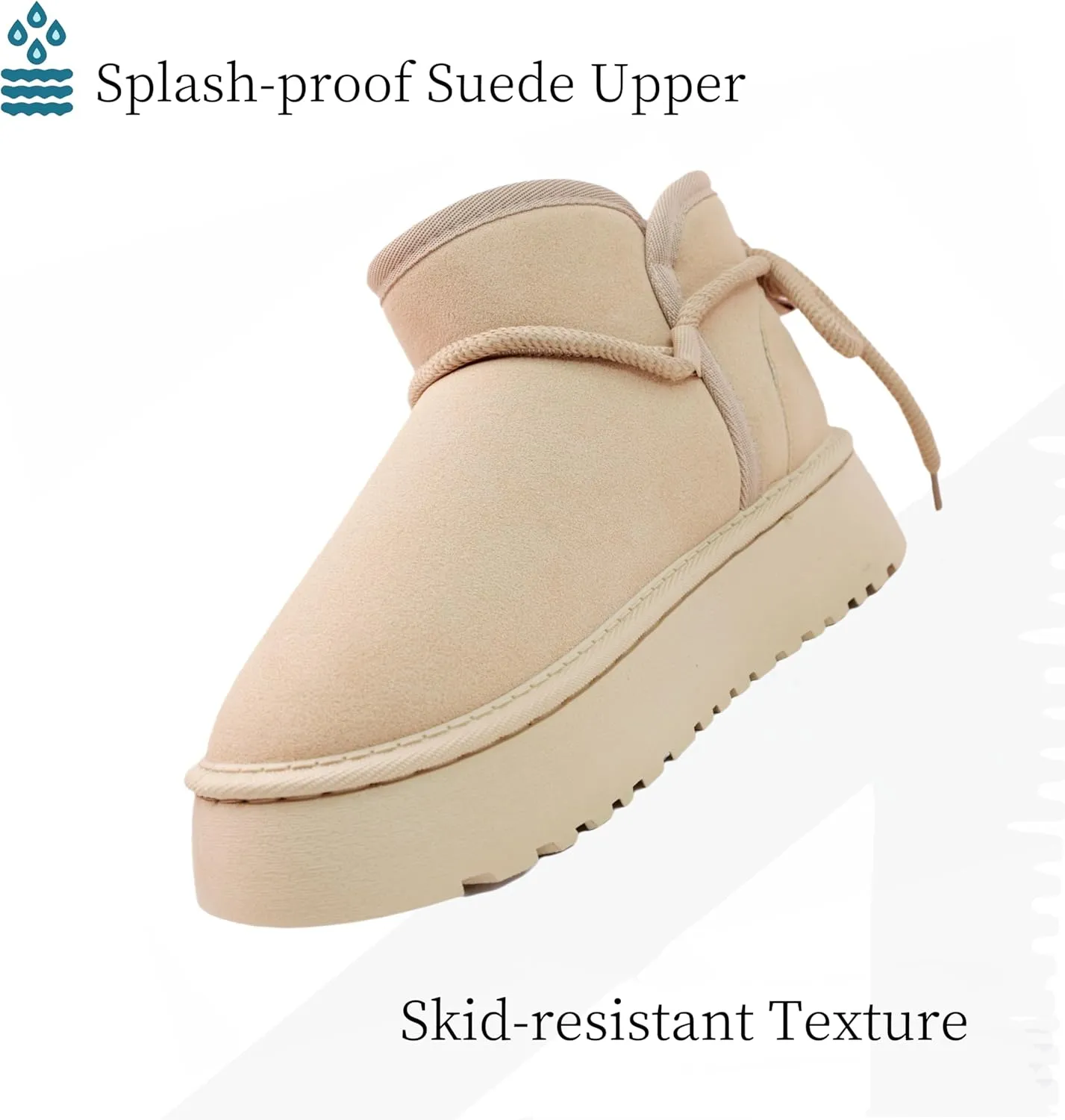 Winter Ankle Boots for Women - Water Resistant Leather Booties Non-Slip Platform Suede Mini Women's Boots - Perfect for Christmas Gifts