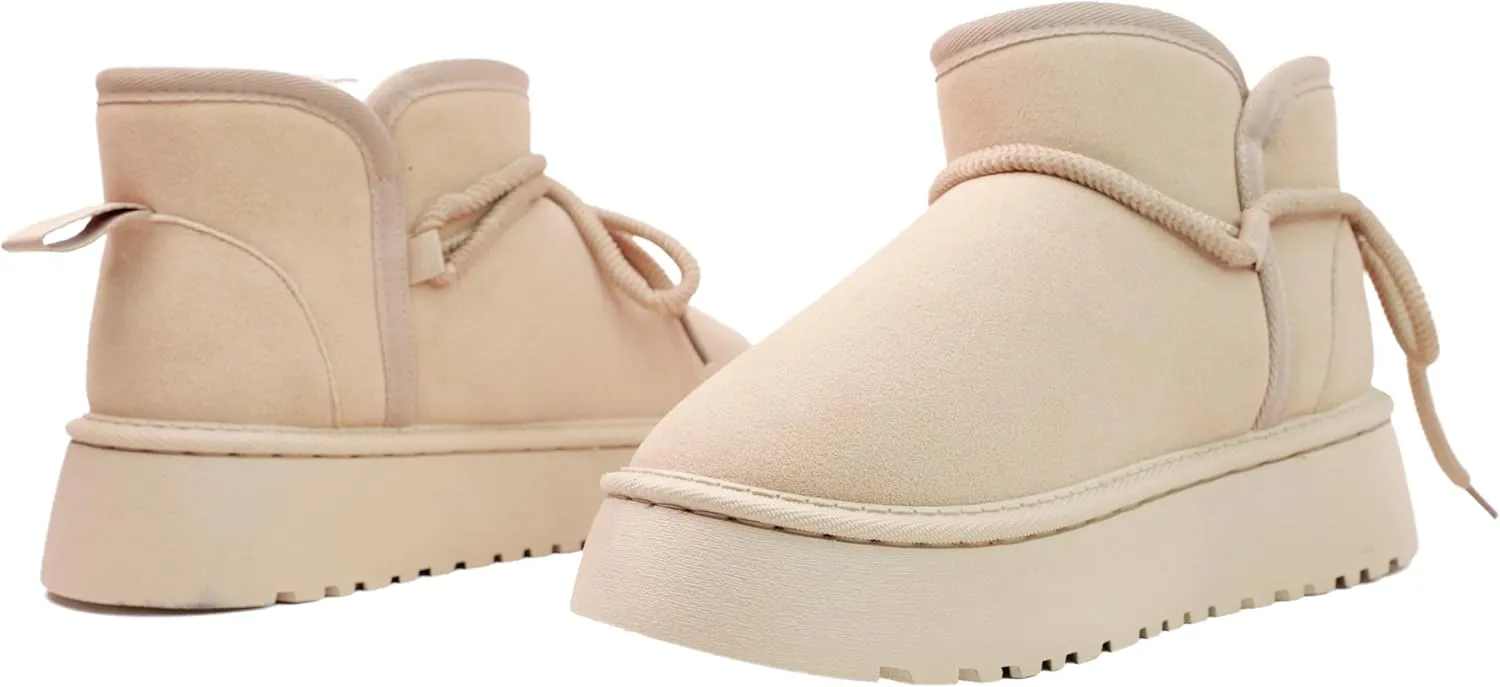 Winter Ankle Boots for Women - Water Resistant Leather Booties Non-Slip Platform Suede Mini Women's Boots - Perfect for Christmas Gifts