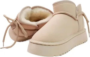 Winter Ankle Boots for Women - Water Resistant Leather Booties Non-Slip Platform Suede Mini Women's Boots - Perfect for Christmas Gifts
