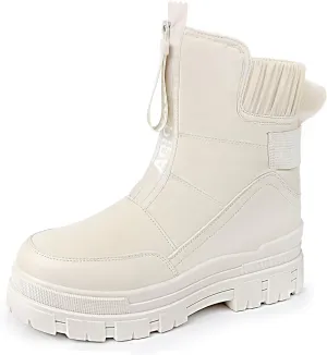 Winter Boots for Women Waterproof, Snow Boots for Women, Womens Mid Calf Low Heel Zip Up Anti-Slip Warm Booties Comfortable for Outdoor Walking Hiking