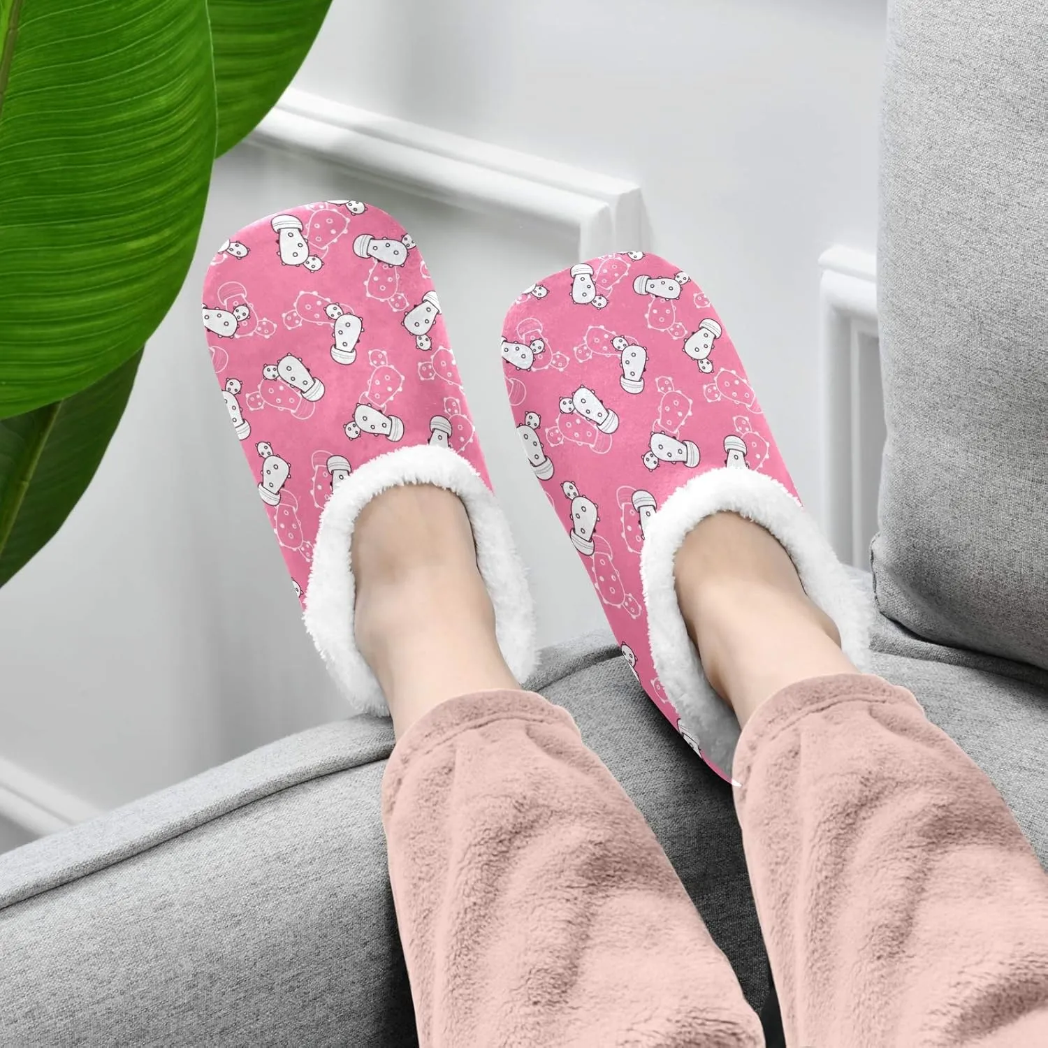 Winter House Slippers for Women/Men with Golden Snowflakes On Deep Blue Element Cozy Fleece Slippers