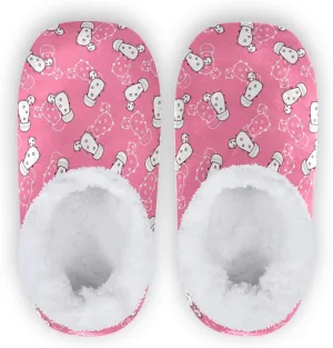 Winter House Slippers for Women/Men with Golden Snowflakes On Deep Blue Element Cozy Fleece Slippers