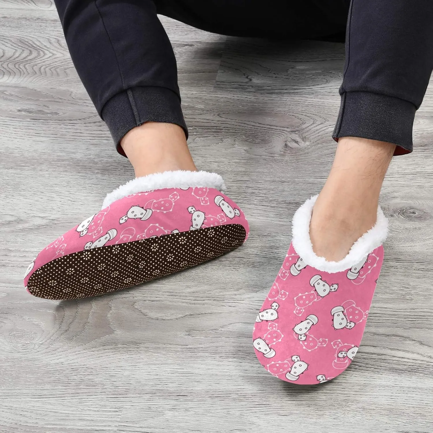 Winter House Slippers for Women/Men with Golden Snowflakes On Deep Blue Element Cozy Fleece Slippers