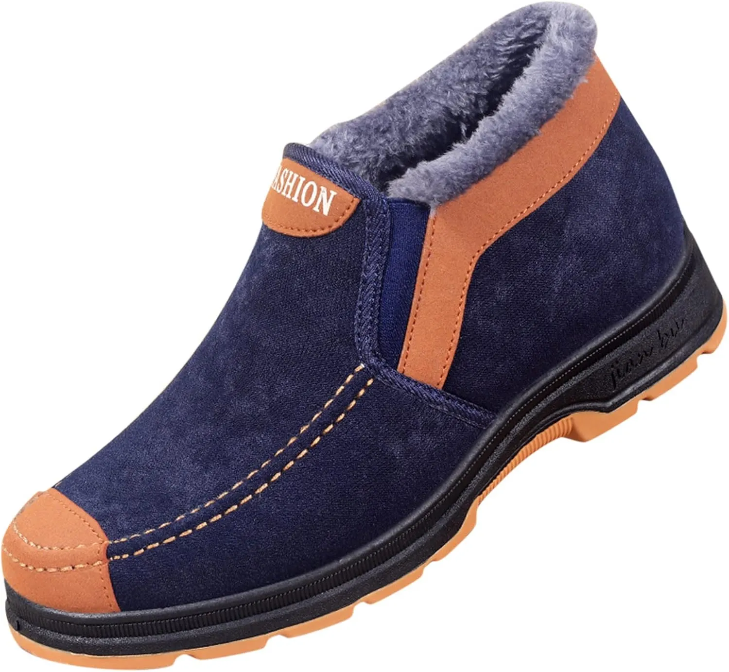 Winter Shoes for Men Fur Warm Non-Slip Outdoor Casual Lined Booties Slip on Winter Boots Snow Shoes for Men