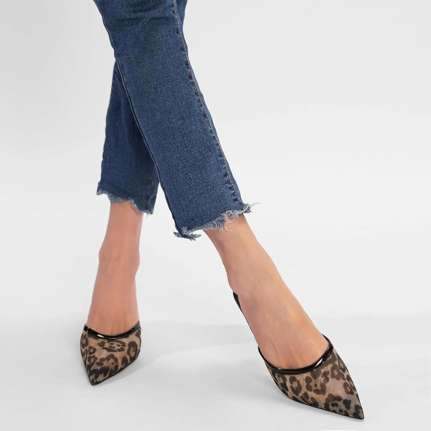 Women Kitten Heels Mules Closed Pointed Toe Slip on Backless Stiletto Slingback Heels Wedding Dress Pumps Shoes