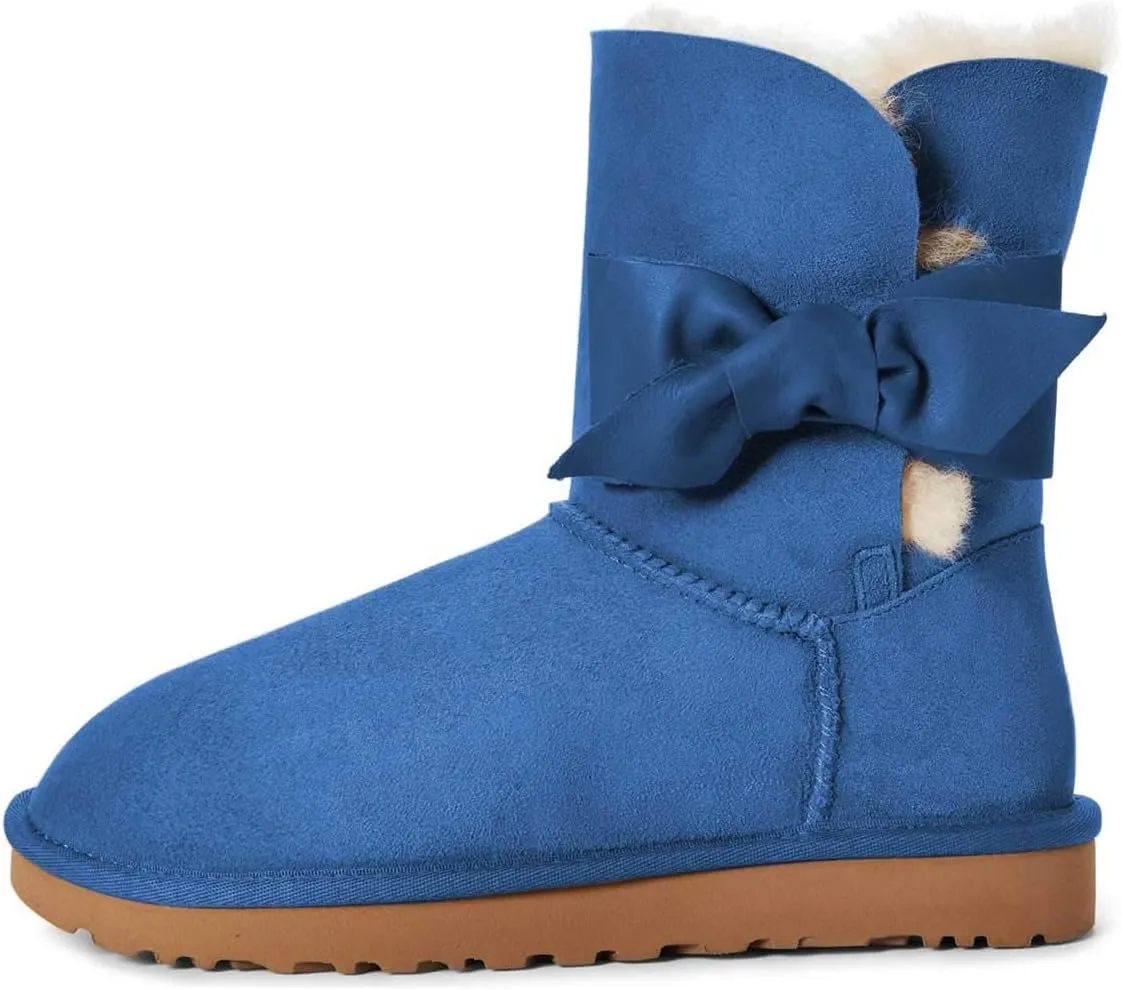 Women Mid Calf Snow Boots Warm Fur Winter Flats Booties Comfortable Casual Shoes Size 4-15 US