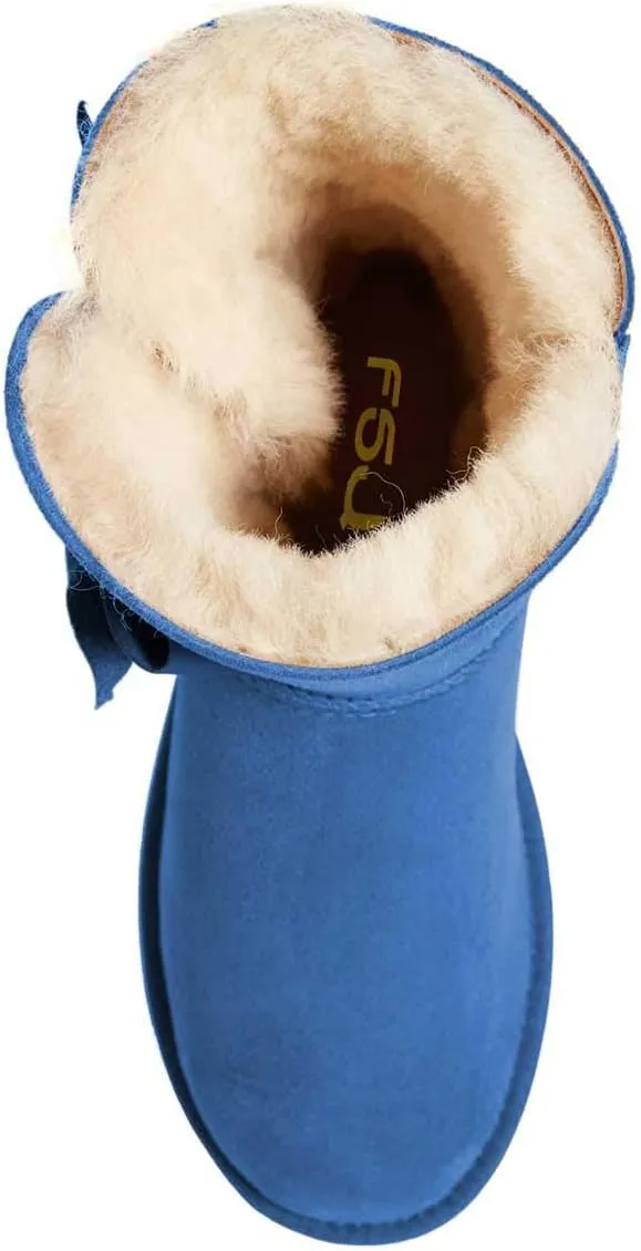 Women Mid Calf Snow Boots Warm Fur Winter Flats Booties Comfortable Casual Shoes Size 4-15 US