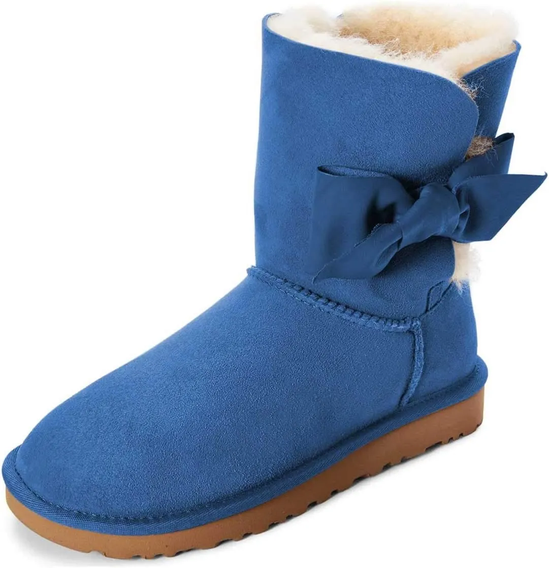 Women Mid Calf Snow Boots Warm Fur Winter Flats Booties Comfortable Casual Shoes Size 4-15 US