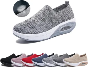 Women Orthopedic Air Cushion Walking Shoes Slip-On Platform Mesh Stretch Wedge Sneakers,with Arch Support,Non-Slip Orthopedic Stretch Walking Shoes