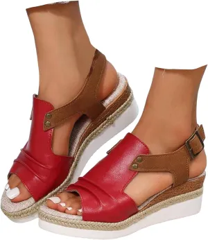 Women Orthopedic Sandals Dressy Summer,Women Walking Slippers with Arch Support Wedge Sandals Summer Dressy Open Toe Ankle Strap Platform Beach Casual Slip on Sandals Beach Dress Comfortable