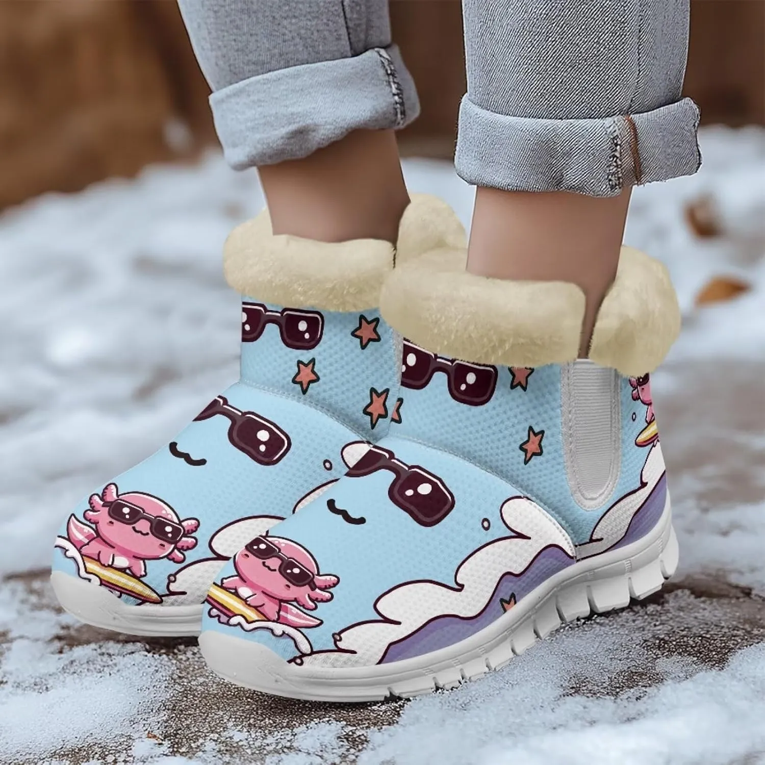 Women Warm Winter Shoes Ankle Booties with Plush Flannel Lining Memory Foam Non Slip Snow Booties