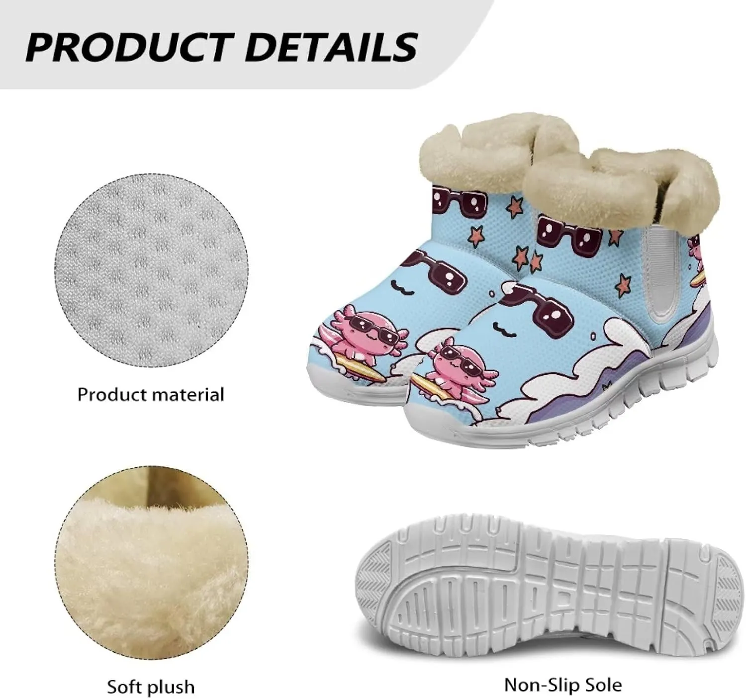 Women Warm Winter Shoes Ankle Booties with Plush Flannel Lining Memory Foam Non Slip Snow Booties