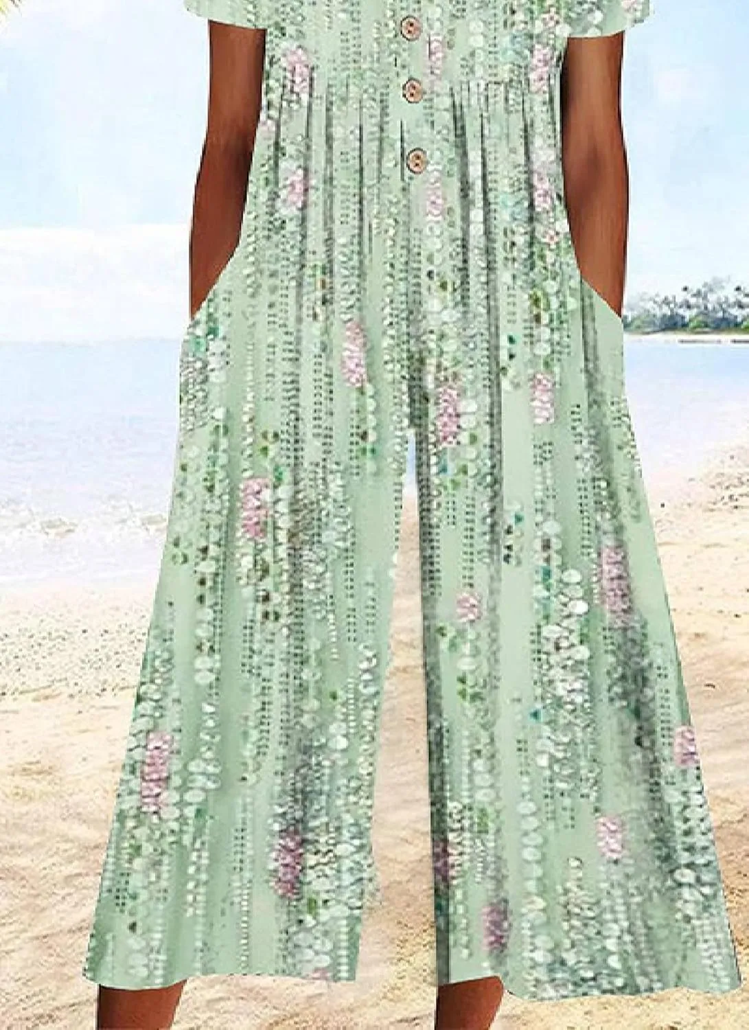 Women's 2025 Jumpsuits Dressy Casual Black One Piece Outfits Half Sleeve V Neck White Floral Print Pants Rompers