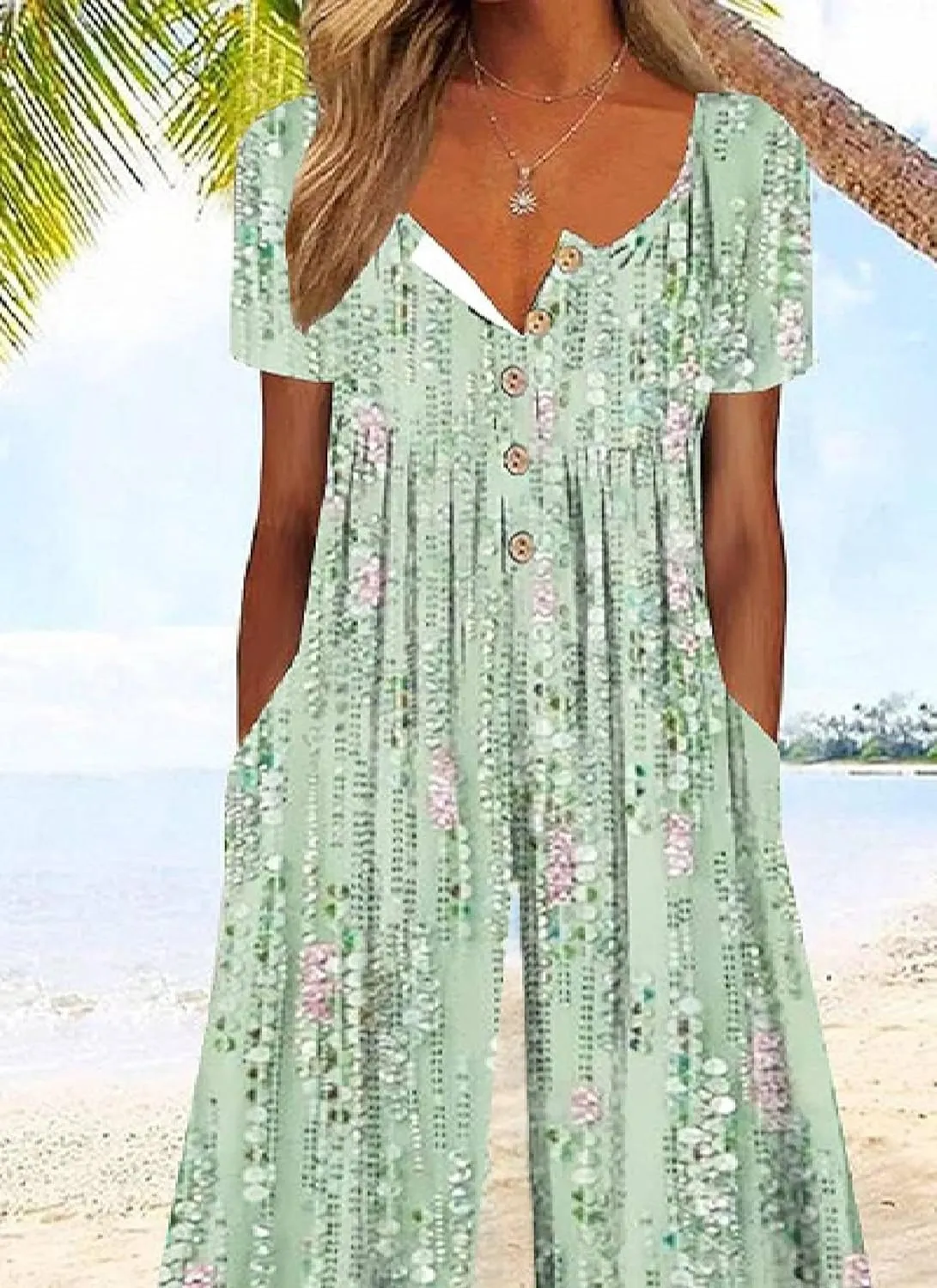 Women's 2025 Jumpsuits Dressy Casual Black One Piece Outfits Half Sleeve V Neck White Floral Print Pants Rompers
