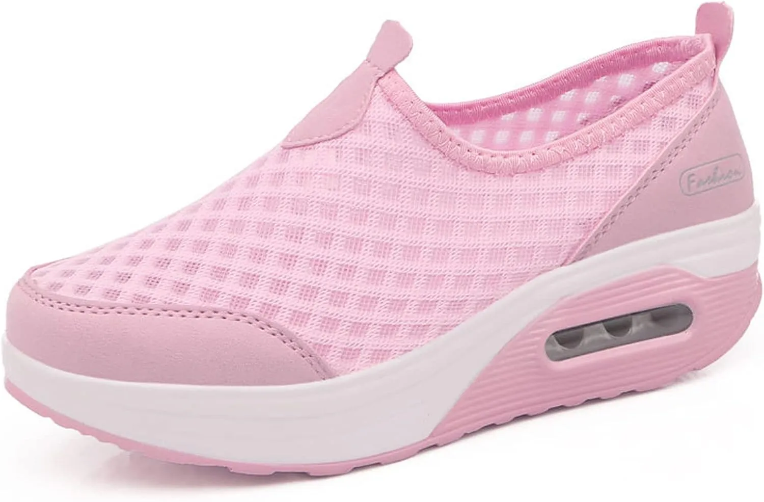 Women's Breathable Mesh Wedge Slip On Walking Sneakers,Non Slip Soft Sole Comfortable Arch Support Casual Running Shoes