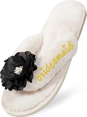 Women’s Bridesmaid Slippers Bride Slippers for Wedding Day Bride Gifts for her Engagement Gifts for Women Wedding Slippers Bridal Shower Gifts for Bride to Be Gifts for Her