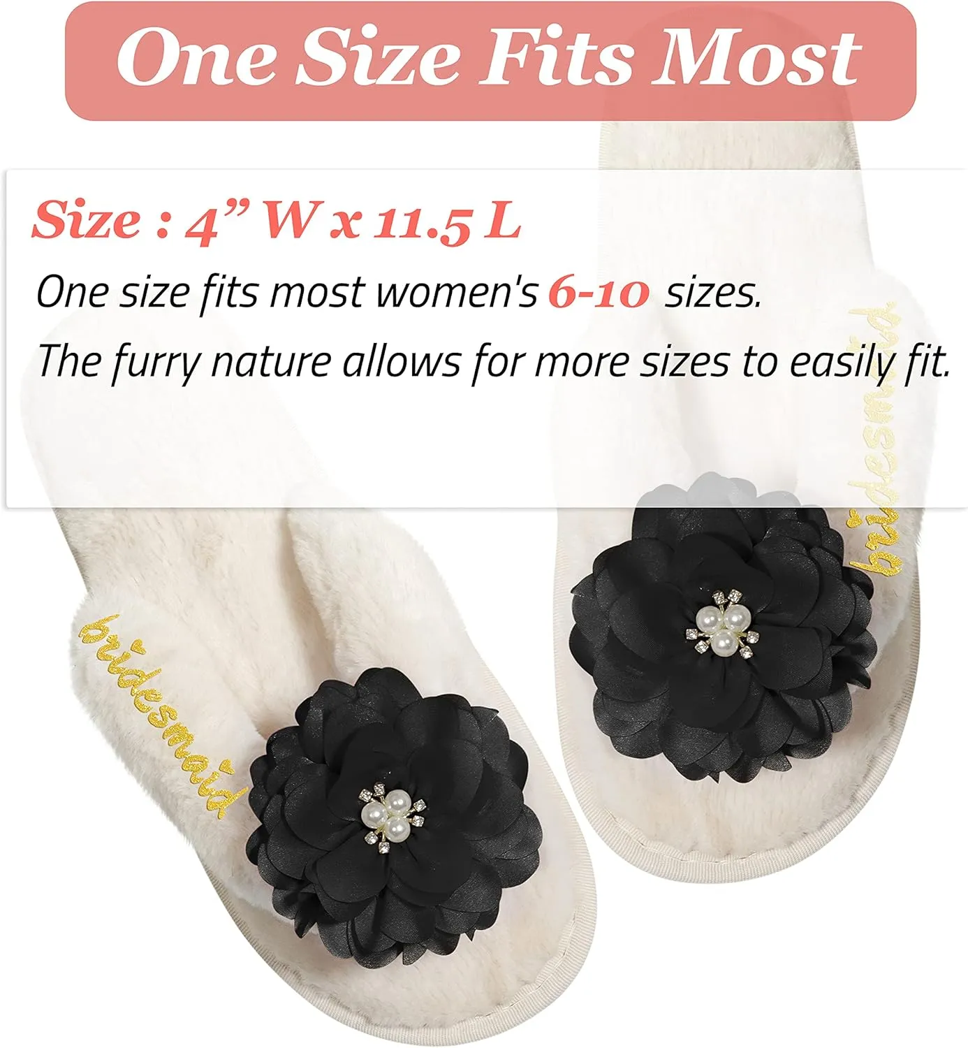 Women’s Bridesmaid Slippers Bride Slippers for Wedding Day Bride Gifts for her Engagement Gifts for Women Wedding Slippers Bridal Shower Gifts for Bride to Be Gifts for Her