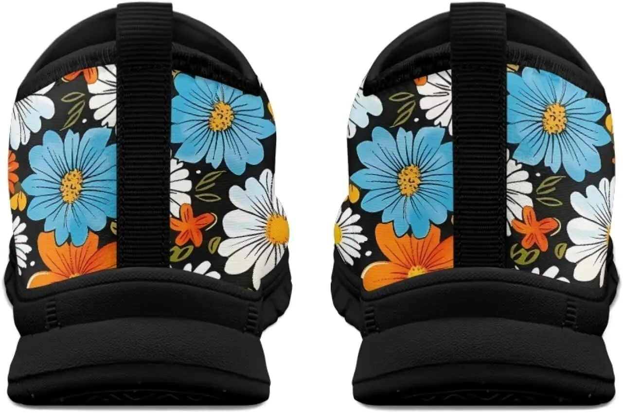 Women's Casual Walking Shoes with Flower,Slip On Mesh Sneakers Lightweight Anti Slip Running Shoes Gym Workout Shoes Trainers