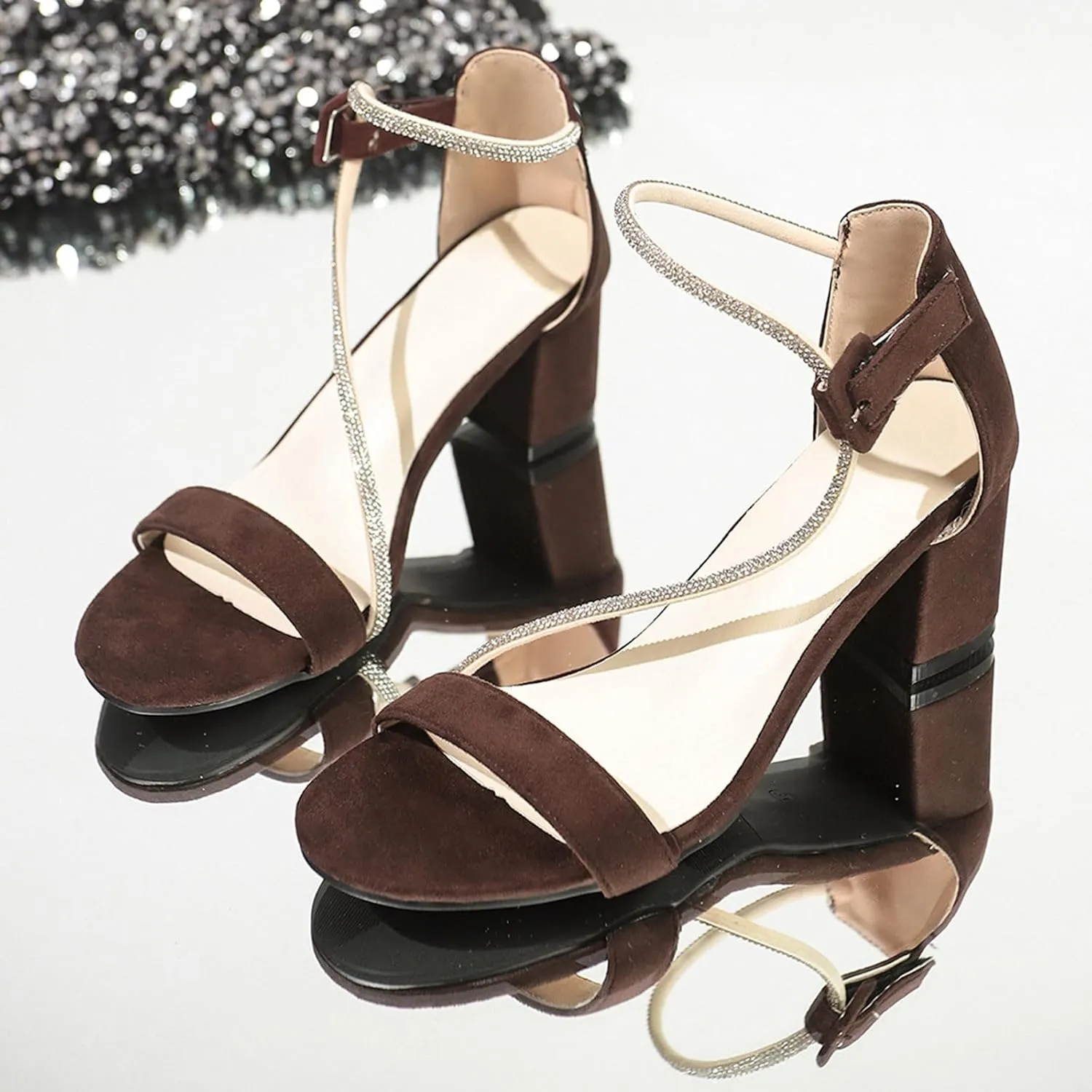 Womens Chunky Low Heel Pump Sandals Cross Strappy Open Toe Wedding Evening Party Dress Shoes Ankle Buckle Pump Heels