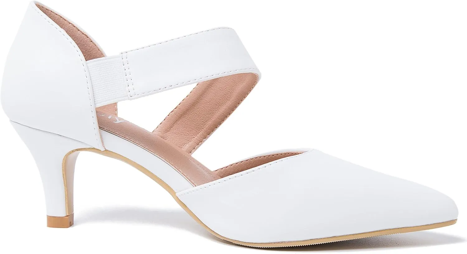 Women's Closed Pointed Toe Heels Strap D'Orsay Kitten Heel Slip On Dressy Pumps
