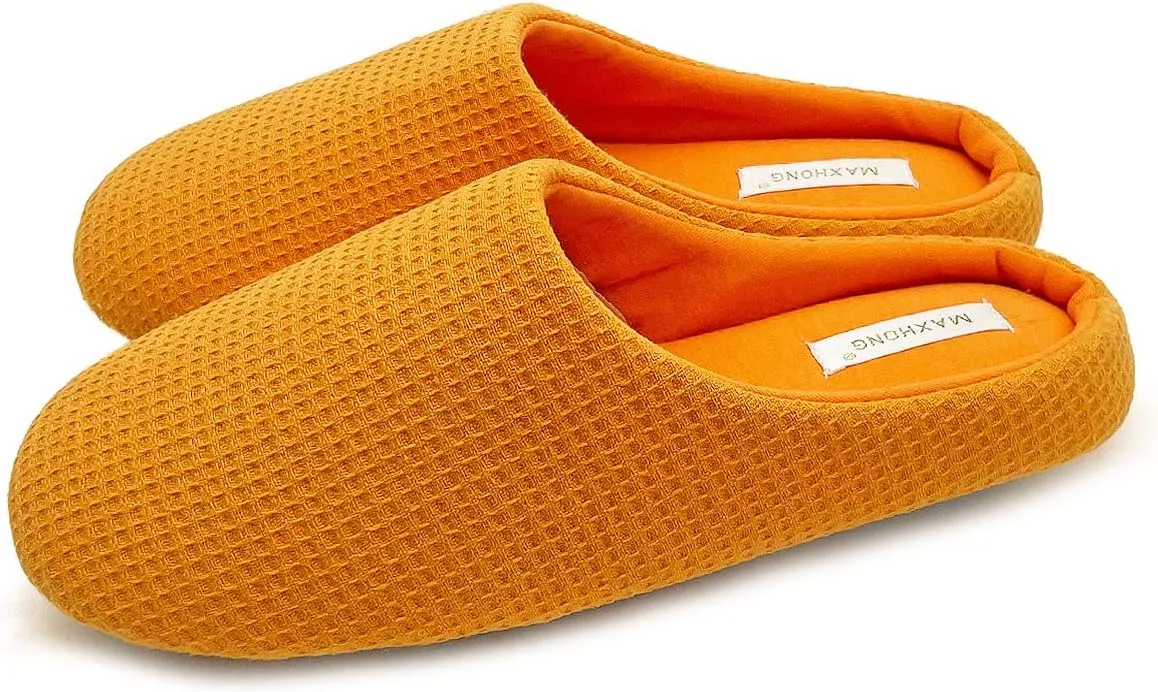 Womens Cotton Lightweight House Slippers With Memory Foam, Washable & Cozy Slip On