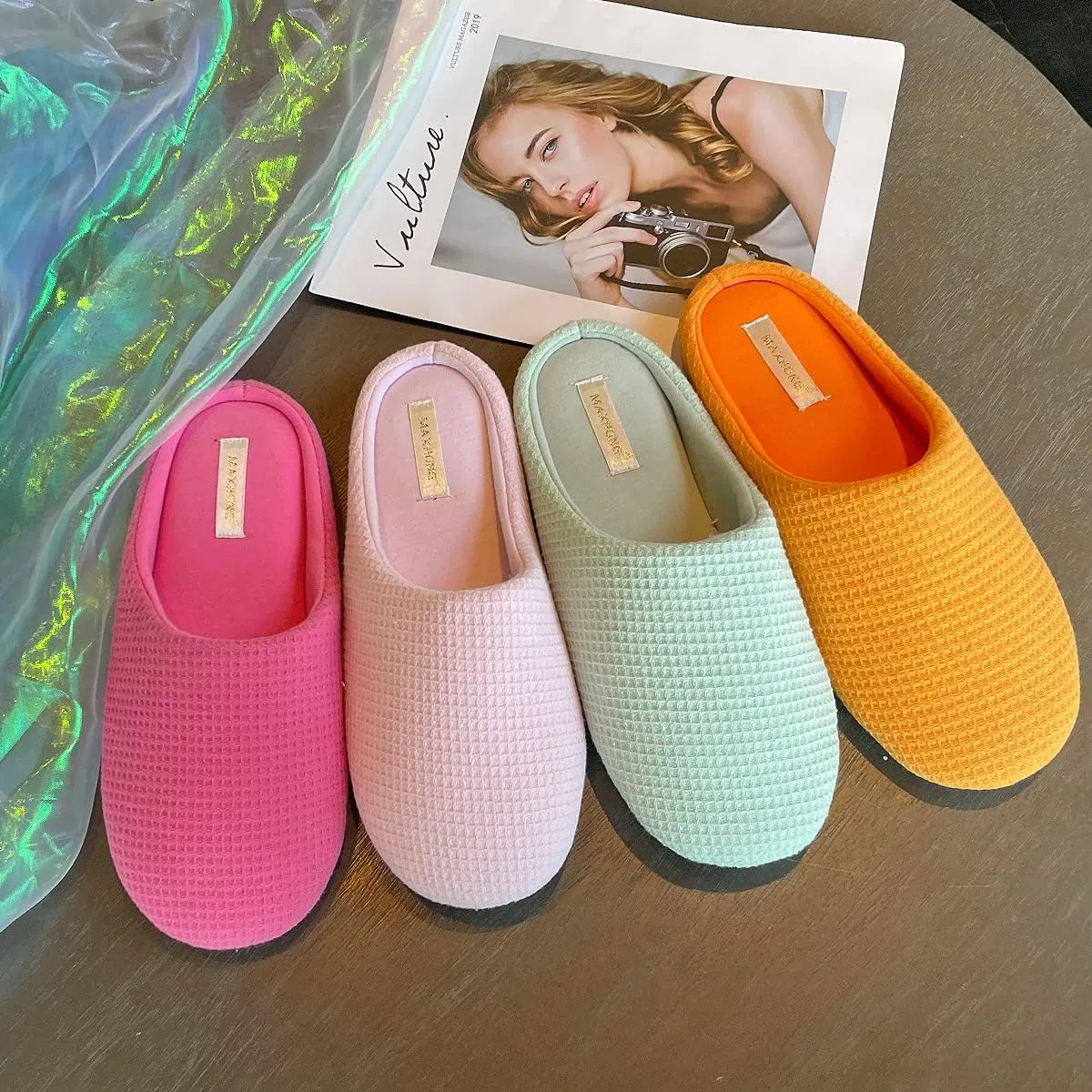 Womens Cotton Lightweight House Slippers With Memory Foam, Washable & Cozy Slip On