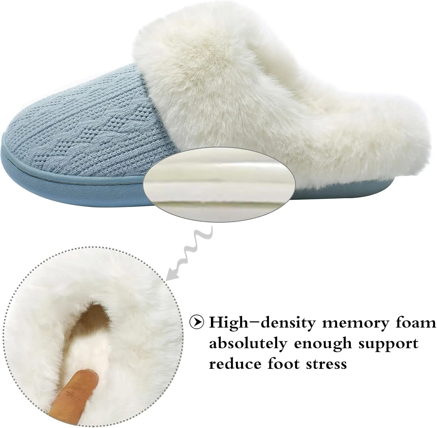 Womens Cozy Fuzzy Plaid House Slippers Memory Foam Slip on Indoor Outdoor
