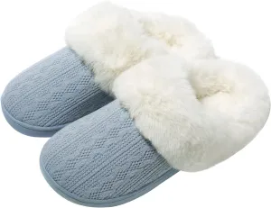 Womens Cozy Fuzzy Plaid House Slippers Memory Foam Slip on Indoor Outdoor