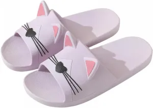 Women's Cute Cartoon Animal Ears Non-Slip Shower Sandals Bathroom Soft Slipper Cat Ears Couples Shoes