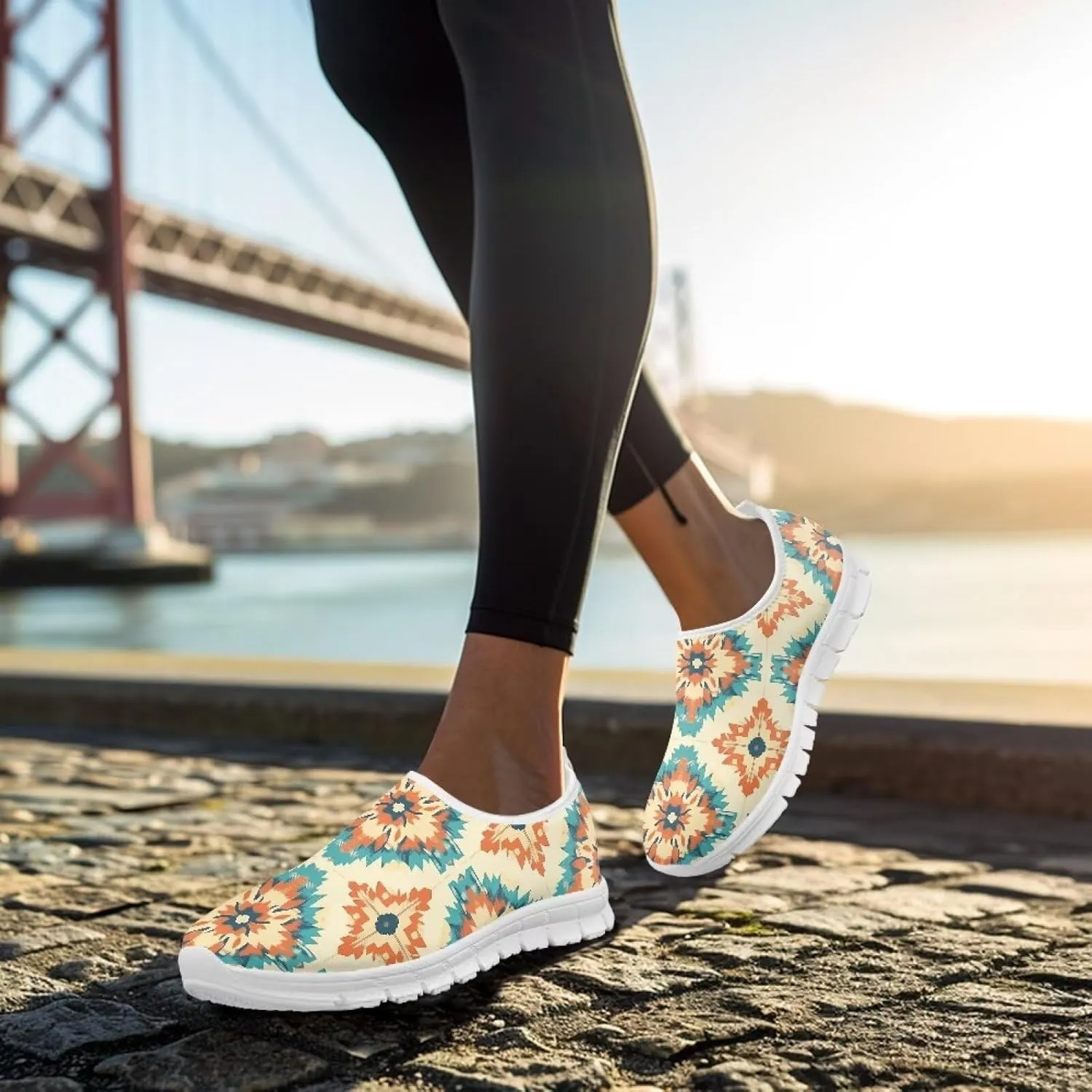 Women's Fashion Sneakers Slip On Walking Loafers Travel Shoes（White Sole）