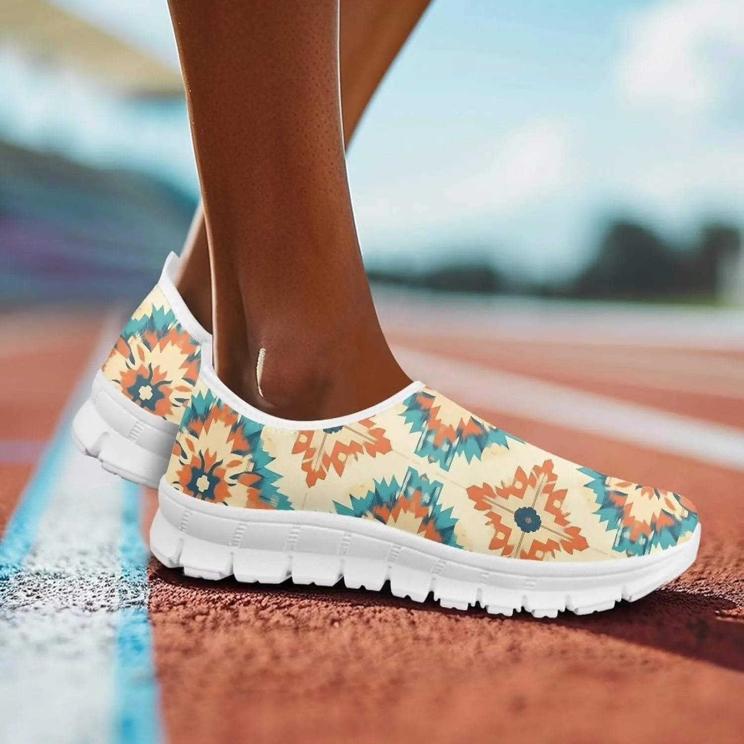 Women's Fashion Sneakers Slip On Walking Loafers Travel Shoes（White Sole）