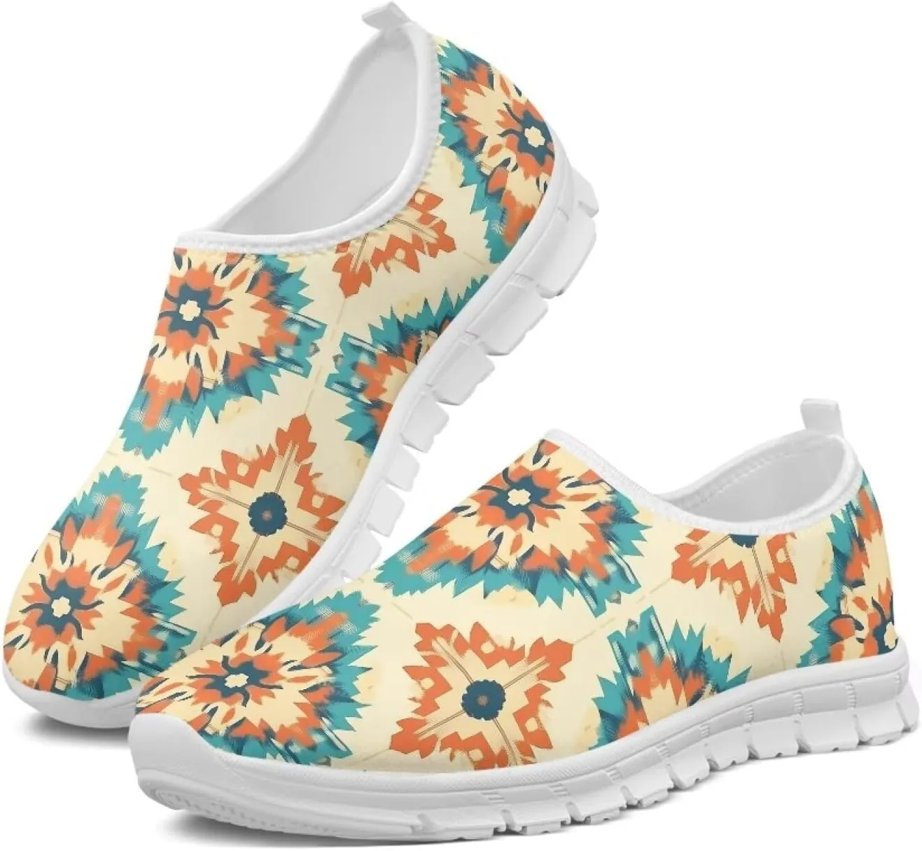 Women's Fashion Sneakers Slip On Walking Loafers Travel Shoes（White Sole）