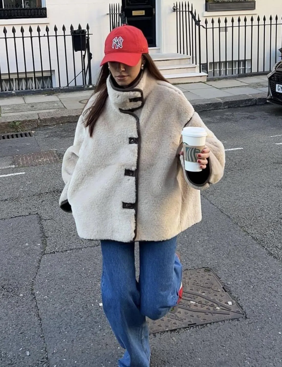 Womens Faux Fur Jacket Sherpa Fleece Aviator Jacket Casual Button Down Warm Winter Fuzzy Shearling Coats