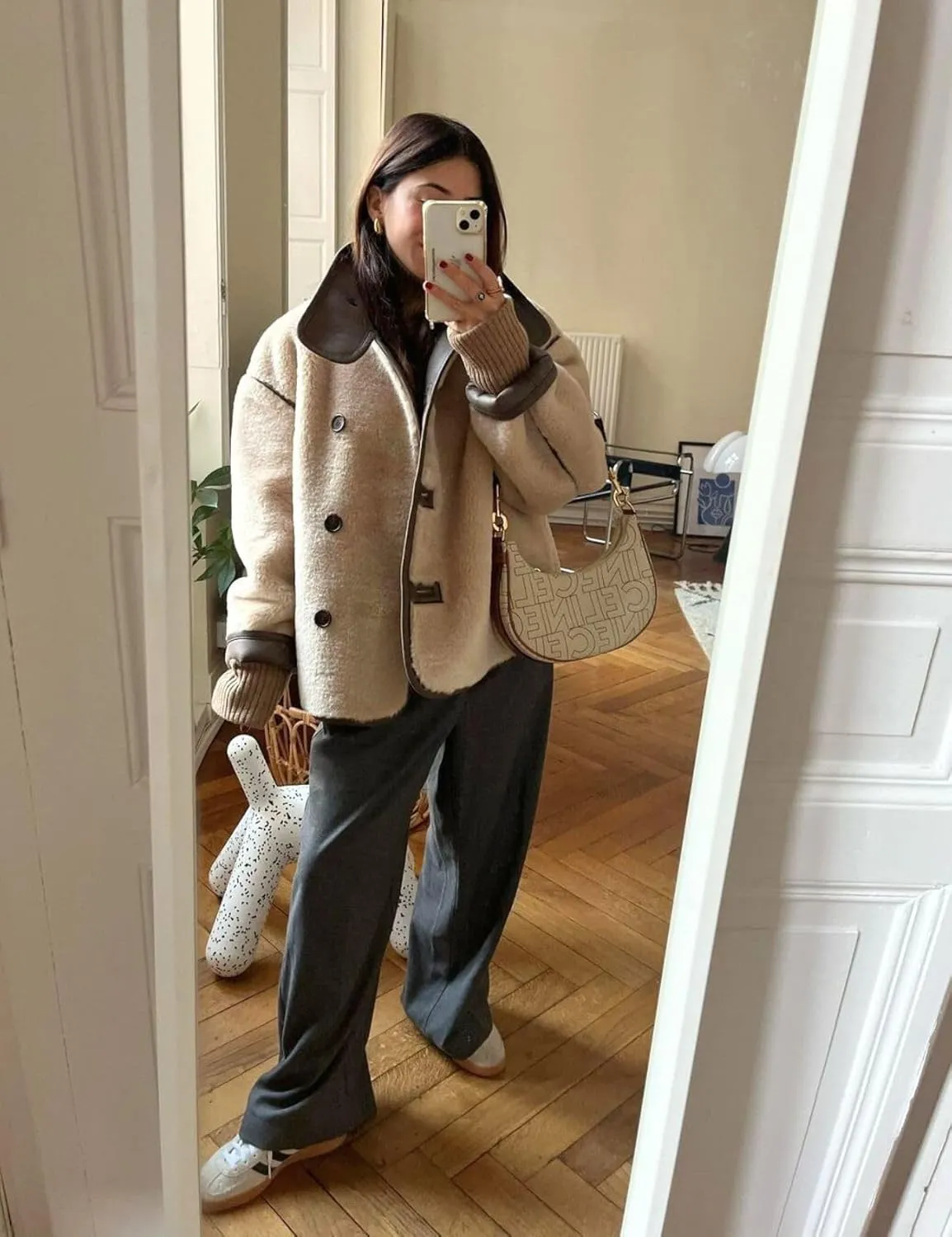 Womens Faux Fur Jacket Sherpa Fleece Aviator Jacket Casual Button Down Warm Winter Fuzzy Shearling Coats