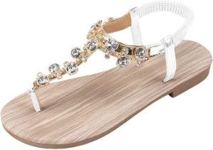 Womens Flip Flops Yoga Mat Comfortable Non Slip Casual Summer Beach Thong Sandals Dress Ankle Elastic Jeweled Bohemian Flats