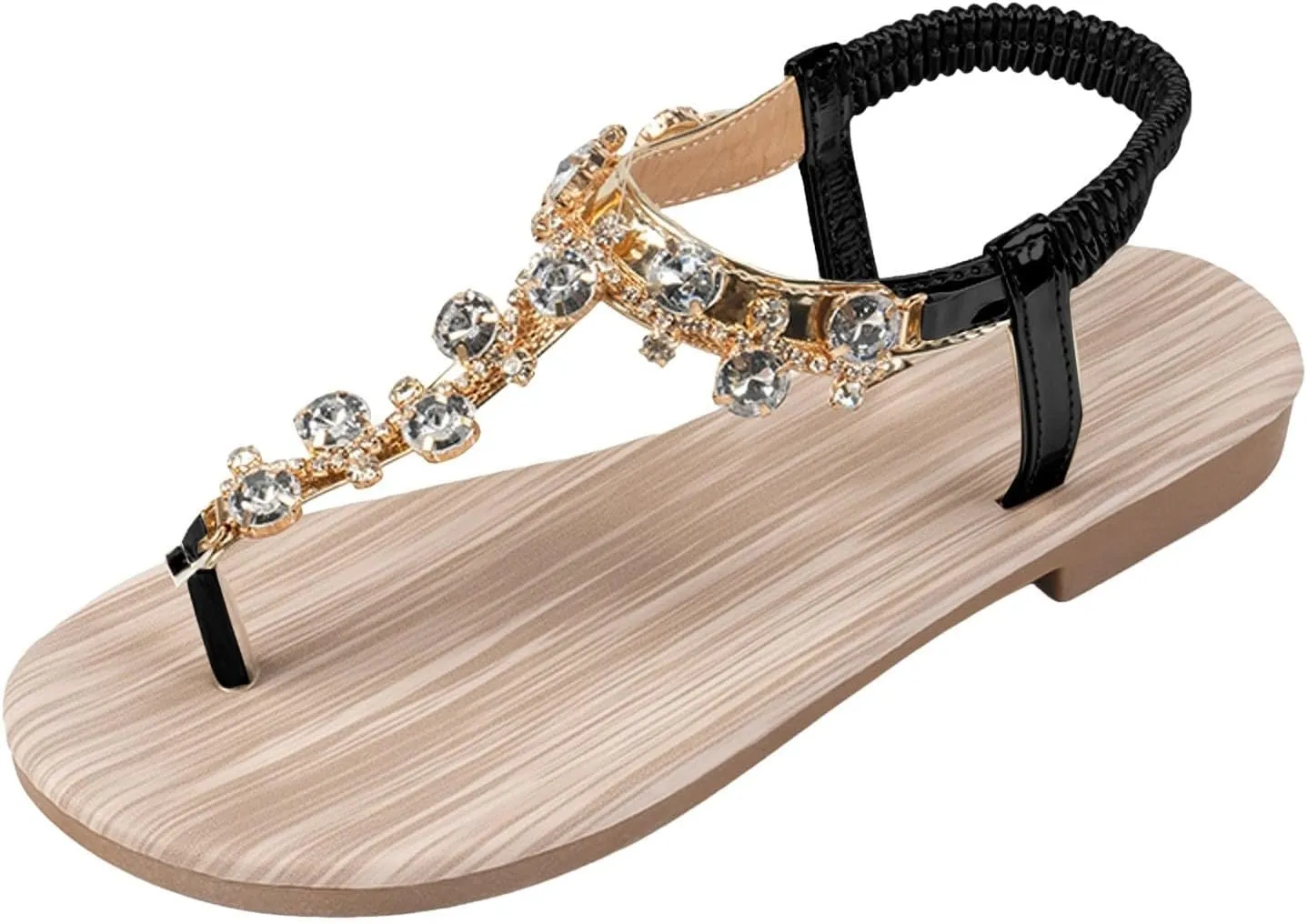 Womens Flip Flops Yoga Mat Comfortable Non Slip Casual Summer Beach Thong Sandals Dress Ankle Elastic Jeweled Bohemian Flats