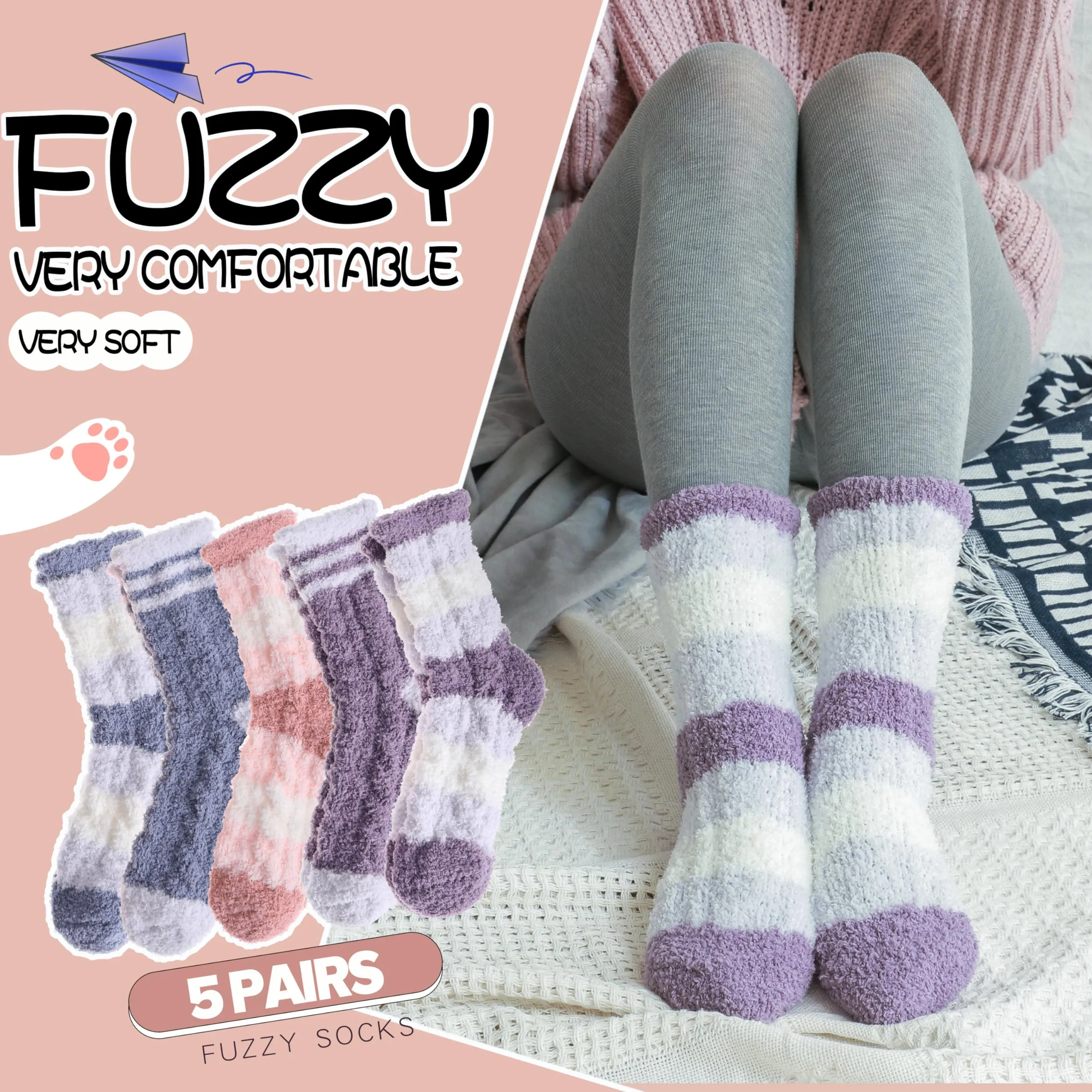 Womens Fluffy Cozy Socks