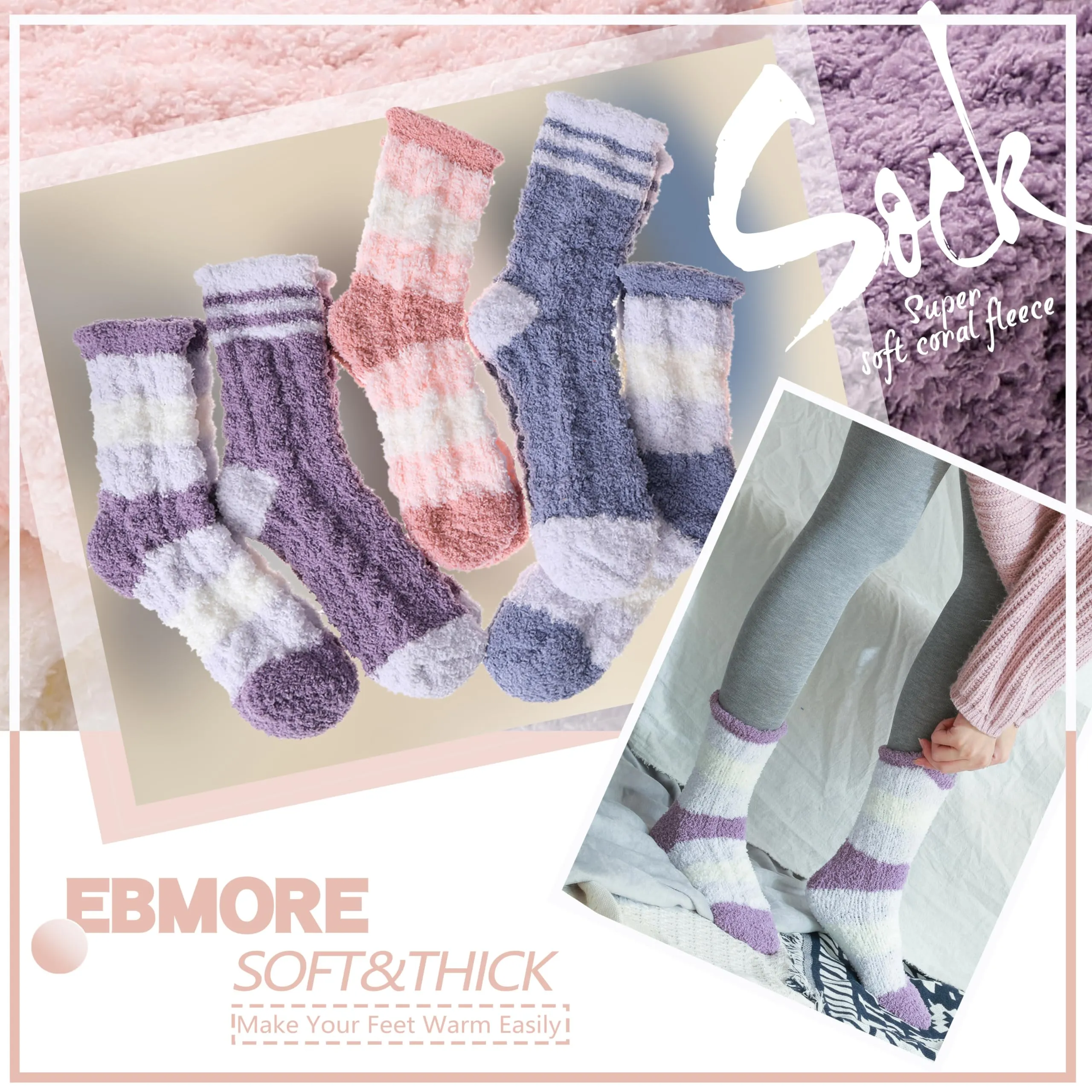 Womens Fluffy Cozy Socks