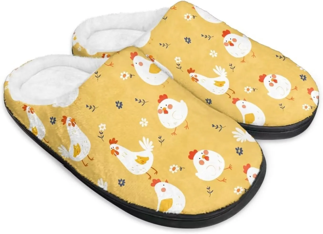 Women's Fuzzy Slip-on Slippers Warm Cozy Soft Lightweight Memory Foam Indoor House Shoes Size 34-50