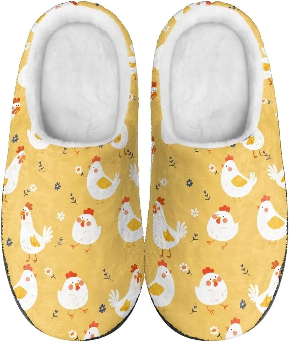 Women's Fuzzy Slip-on Slippers Warm Cozy Soft Lightweight Memory Foam Indoor House Shoes Size 34-50