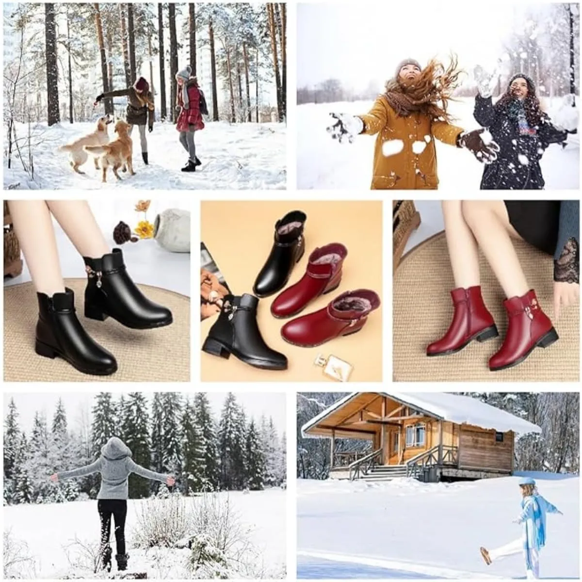 Women's Genuine Leather Wool Orthopedic Boots, Waterproof Orthopedic Warm Boots Winter Warm Fleece Wedge Snow Boots