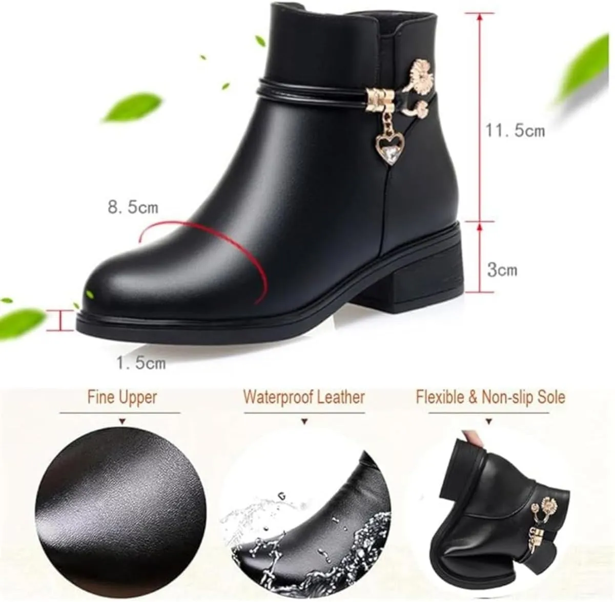 Women's Genuine Leather Wool Orthopedic Boots, Waterproof Orthopedic Warm Boots Winter Warm Fleece Wedge Snow Boots
