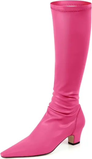 Women's Gogo Boots Knee High Boots Pointed Toe Chunky Heel Fashion Dress Boots