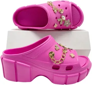 Women's High Heeled Clogs, Slippers Platform Sandals for Beach, Pool, Yard, Garden