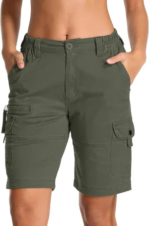 Womens Hiking Cargo Shorts Safari Cotton Lift The Buttocks Quick Dry Pants for Women Zip Pockets Outdoor Clothes