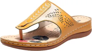 Women's Hollow Out Trendy Sandal Solid Arch Support Summer Slipper Platform Clip Toe Sandals Vacation Orthopedic Shoe