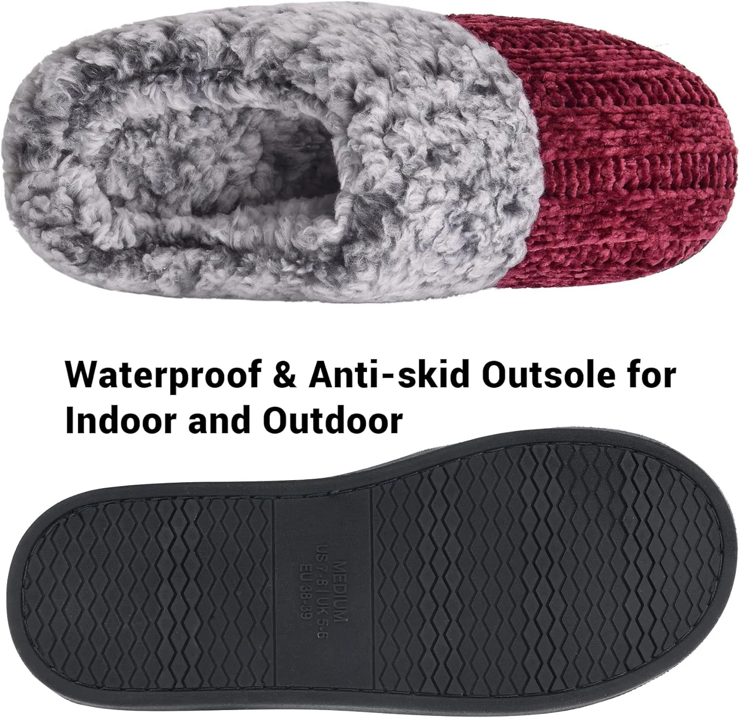 Women's House Slippers Memory Foam Fuzzy Slip on Slide Slippers Ladies Soft Bedroom Shoes for Indoor & Outdoor
